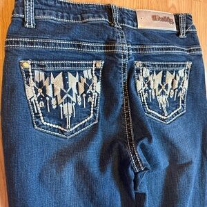 Daisy Women's Dark Blue Boot Cut Jeans with Embellished Pockets